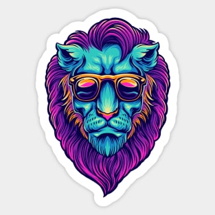 Psychedelic Lion Head Illustration Sticker